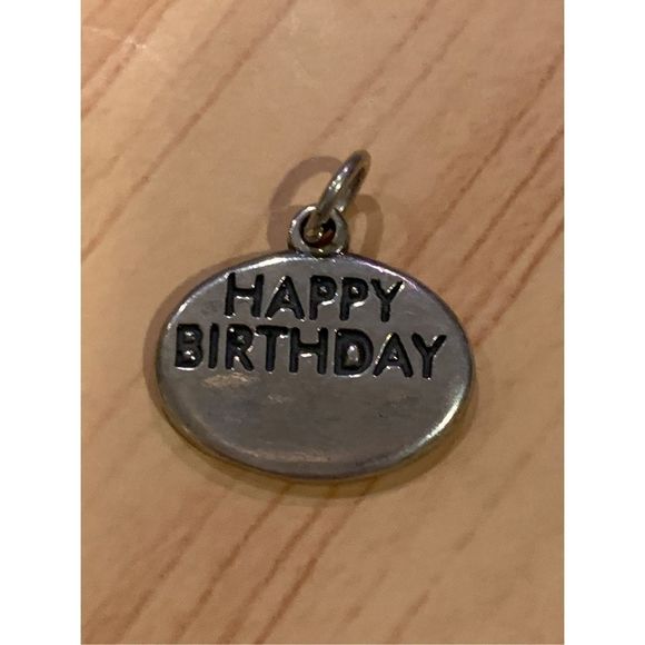925 Happy Birthday Medallion Sterling Silver Jewelry Charm - Picture 1 of 3